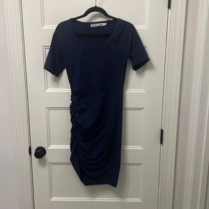 Michael stars navy t-shirt style dress with ruching
